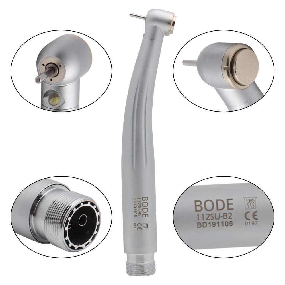 BODE Dental LED High Speed Handpiece Self-powered Air Turbine Standard Push Borden/Midwest 2/4Holes B2/M4 Cartridge/Rotor: Borden 2Holes