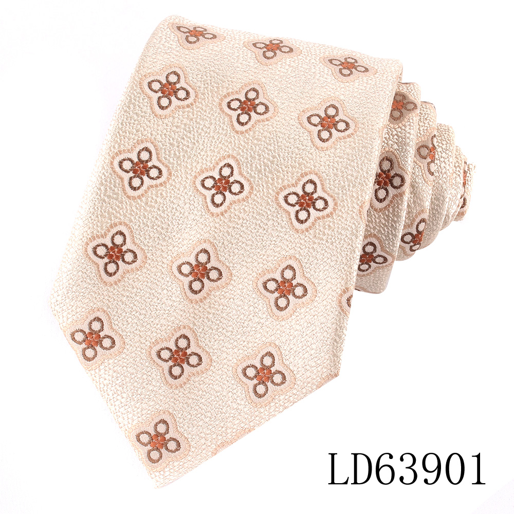 Maillard Coffee Color Ties For Men Women Floral Stripe Neck Tie For Wedding Business Classic Brown Color Neckties Men's Neck Tie: WHITE