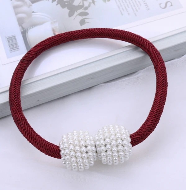 Parel magnetische gordijnclip Gordijnhouders Tie Back Buckle Clips Hangende balgesp Tie Back Gordijn Decor Accessoires: Rood / 55-90cm