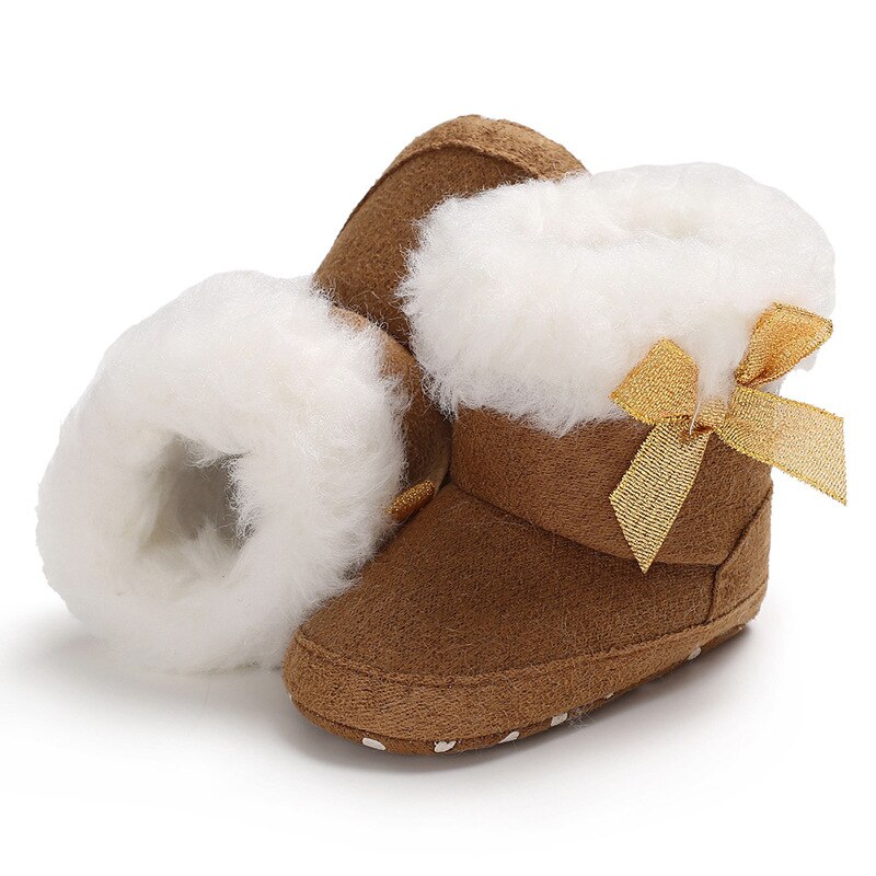 Warm Newborn Infant Baby Girls Boots Plush Bow Princess Baby Girls Ankle Snow Boots Winter Toddler Baby Shoes 0-12M