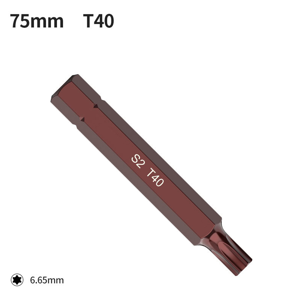 Torx Screwdriver Bit 75mm Hex Shank Impact Screwdriver Bits T20/25/30/40/45/50/55 Anti Slip Electric Screw Driver Bits: grey