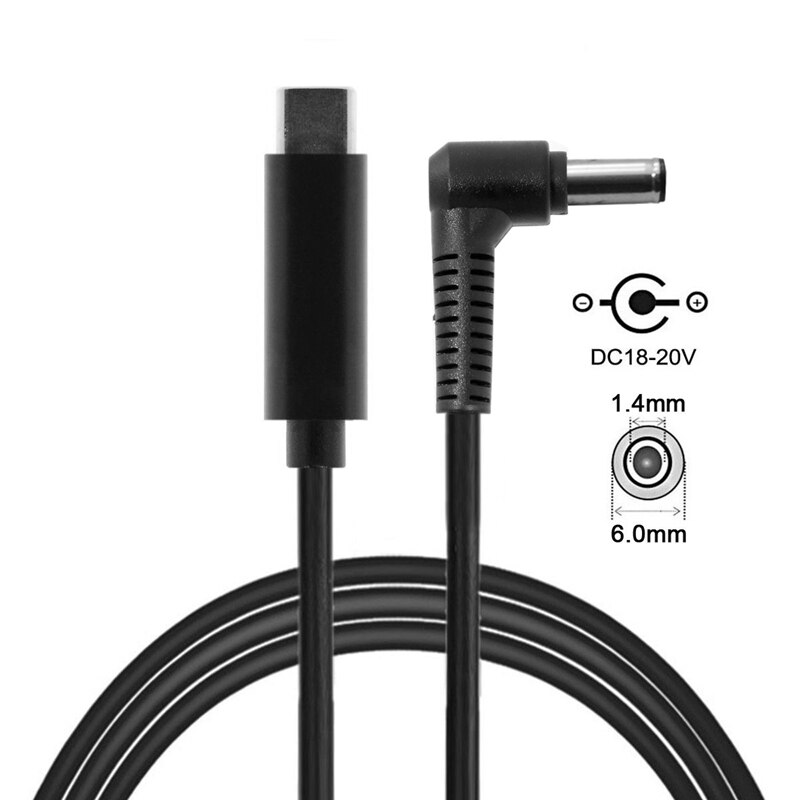 Entrada de USB-C tipo C al rectángulo 6,0x1,4mm Cable de carga PD para ordenador portátil