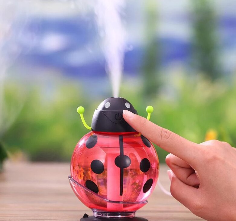 Kleine kever usb luchtbevochtiger aroma diffuser etherische olie diffuser mini draagbare mistmaker 260ml led nacht: Rood