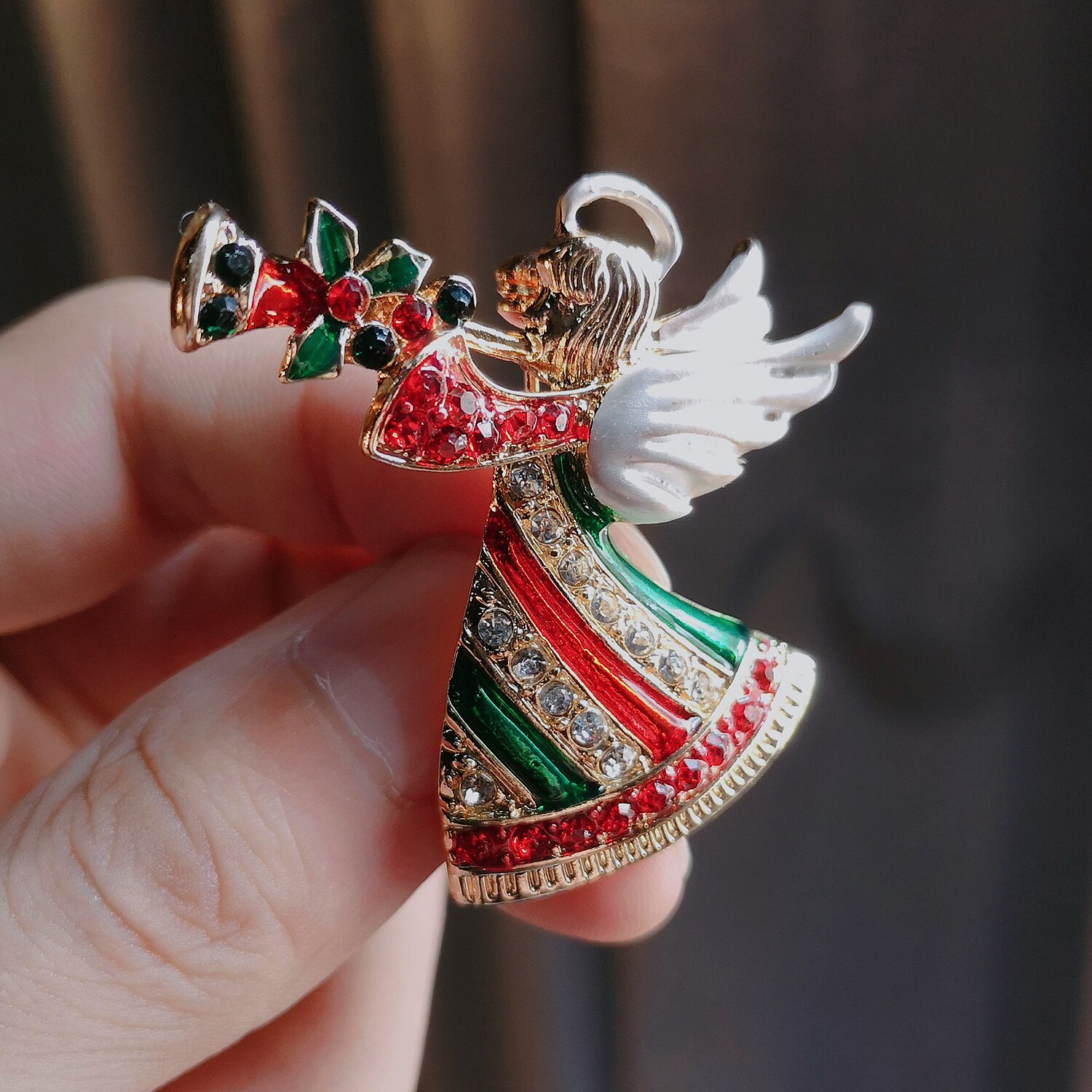Broches de hadas de Ángel musical para mujer y niña, joyería de oro de ley de cristal, broche, alfileres, accesorios de vestir para el mejor