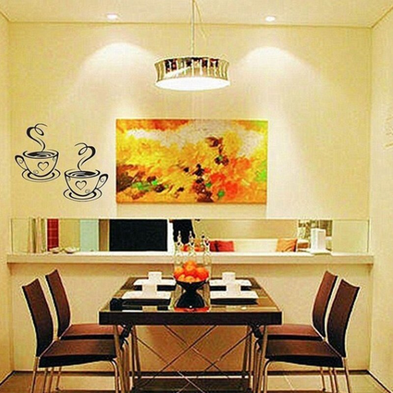 2pcs Wall stickers printed 3D coffee mug wallpapers for restaurant decor background kitchen wallpapers stickers