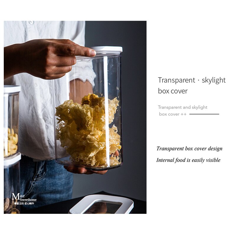 Plastic Food Container Transparent Stackable Dry Food Storage Box Kitchen Noodle Noodle Sealed Container