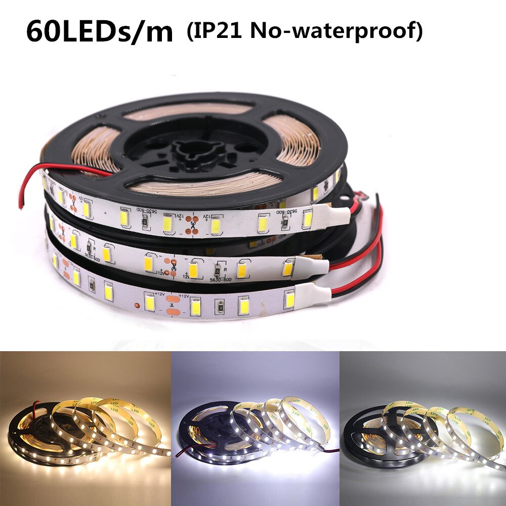 Dc 12V 5630 Led Strip 120Leds/M Smd 5730 Verlichting Breedte 8Mm 10Mm Flexibele Tape led Strip Licht Natuurlijke Wit/Warm Wit 5M