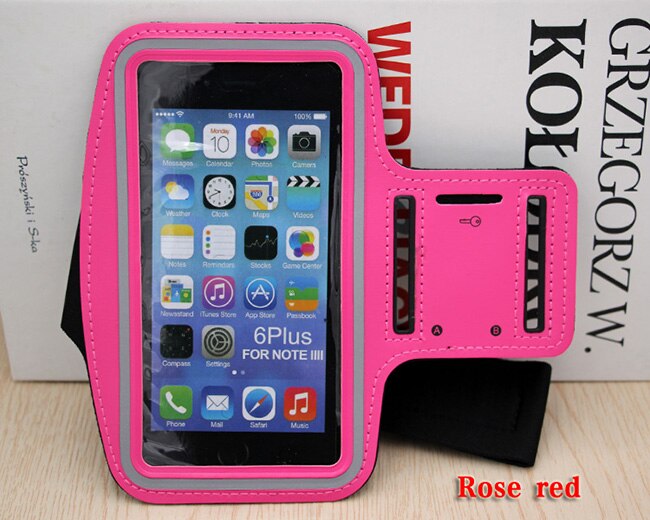 Universal 6.5" Mobile Phone Sweatproof Waterproof Jogging Running Arm Band Holder Case for iPhone4 5S SE 6 6S 7Plus for samsung: Rose red