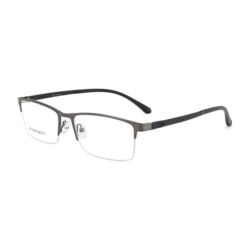Alloy Frame Glasses Half Rim Eye Glasses Men Style Rectangle Spectacles Optical Glasses and Shortsighted Eyeglasses: Gray
