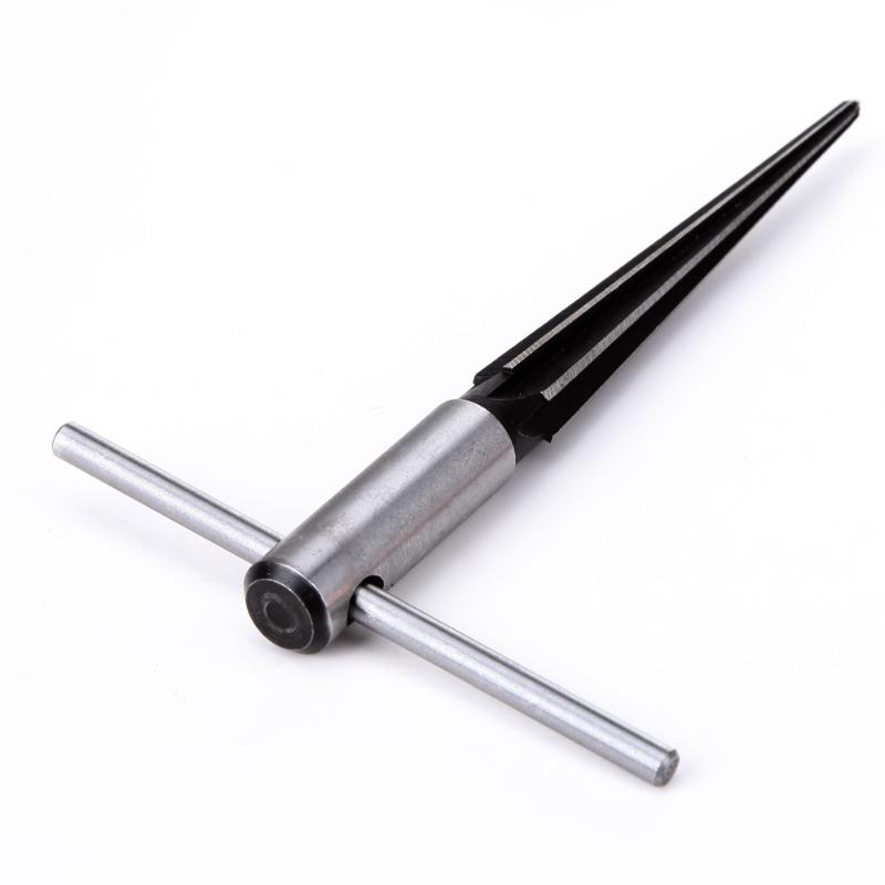 3mm to 13mm Bridge Pin Hole Hand Held Reamer T Handle Tapered 6 Fluted Chamfer Reaming Woodworker Cutting Tool 45 # Steel