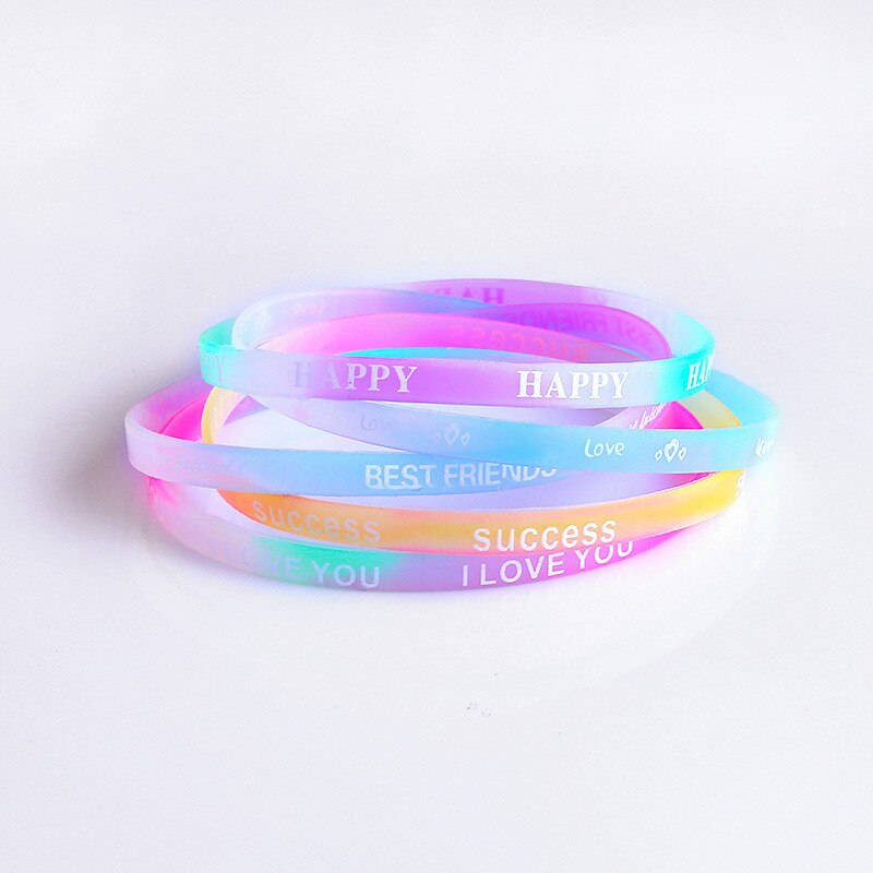 1 Pcs Fluorescent Rubber Fitness Wristband Bracelet Souvenir Silicone Sports Bracelet Best Friend Volleyball