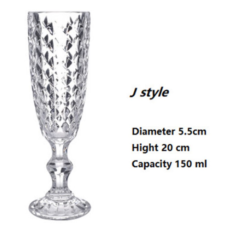 Copas de champán de cristal para boda copa de vino whisky copa de 5oz 7oz 9oz copa de cristal Retro europea en relieve sin plomo: J  150ml Champagne