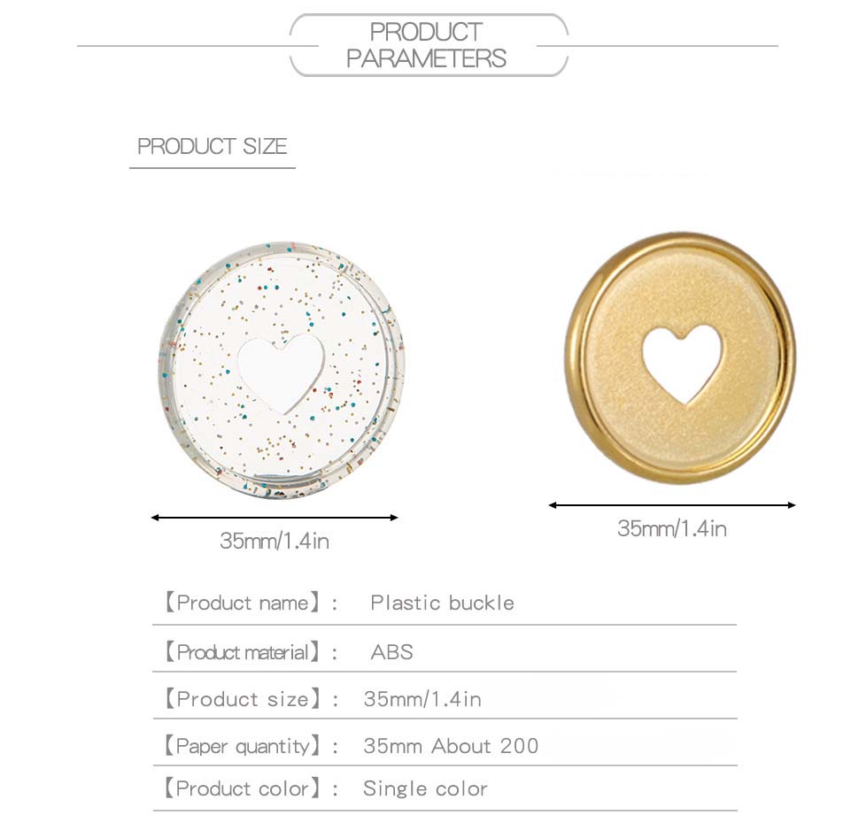 100PCS 35MM Mushroom Hole Loose Leaf Ring Binding Heart Binder Plan Buckle Disc Colorful Heart Plastic Disc DIY Binder Notebook