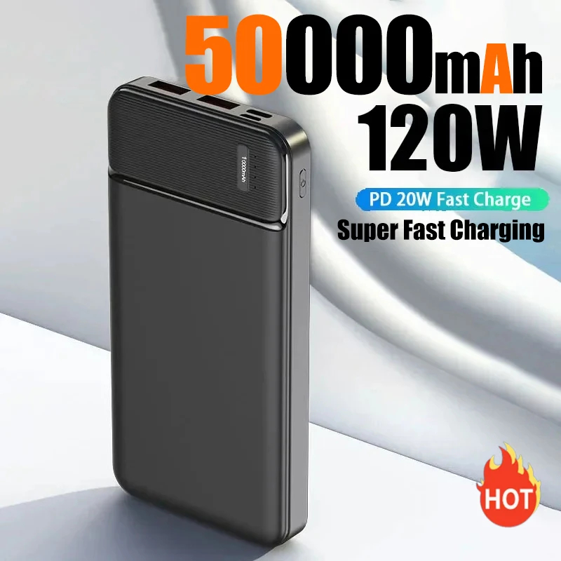 120w 50000 powerbank, tragbar, superschnell aufladbar, externer akku, hohe kapazität für mehrere geräte