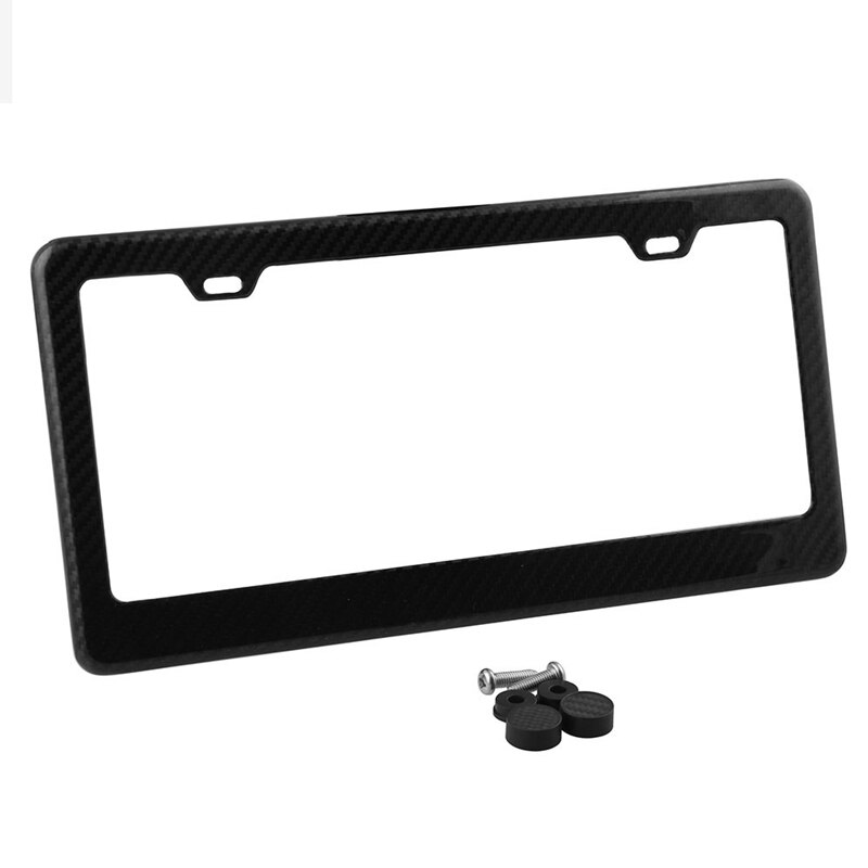 2 paquetes de marco para matrícula de fibra de carbono 3K con tapas de tornillo talla estándar de ee.uu. Cubierta de placa de sarga