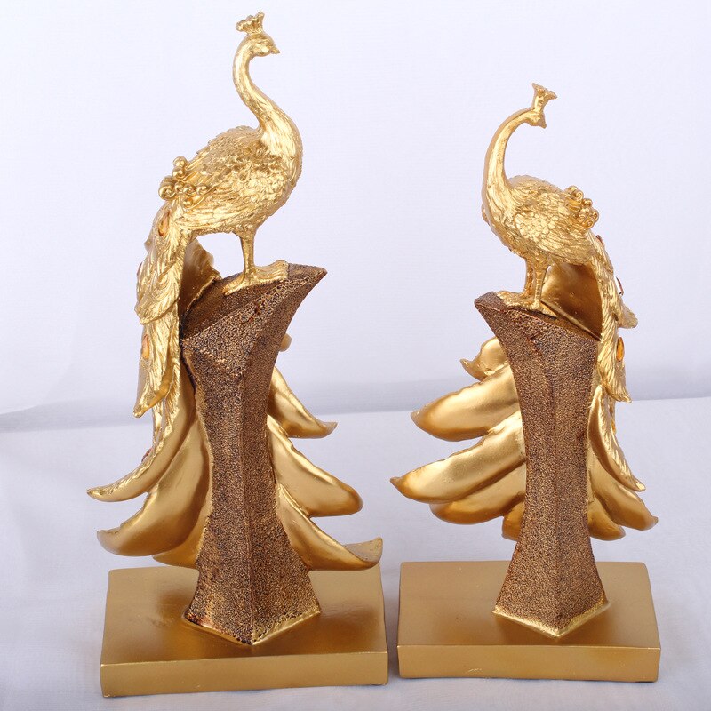 Home Decoration Peacock Jewelry Gold Peacock Mini Statue Resin Desktop Crafts Home Decoration Accessories Business