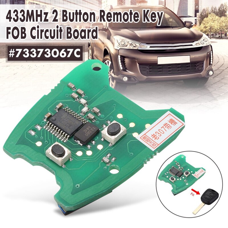 Placa de circuito de control remoto con 2 botones de 43Hz para Peugeot 307 / Citroen 73373067C: Default Title