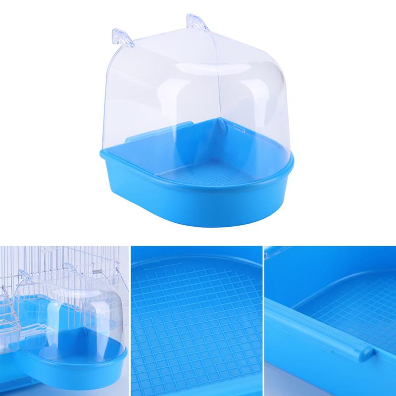 Caja de plástico para baño de aves, bañera, loro para periquito, pájaro amoroso, jaula para mascotas, cuenco colgante, periquito, baño de aves, 1 unidad