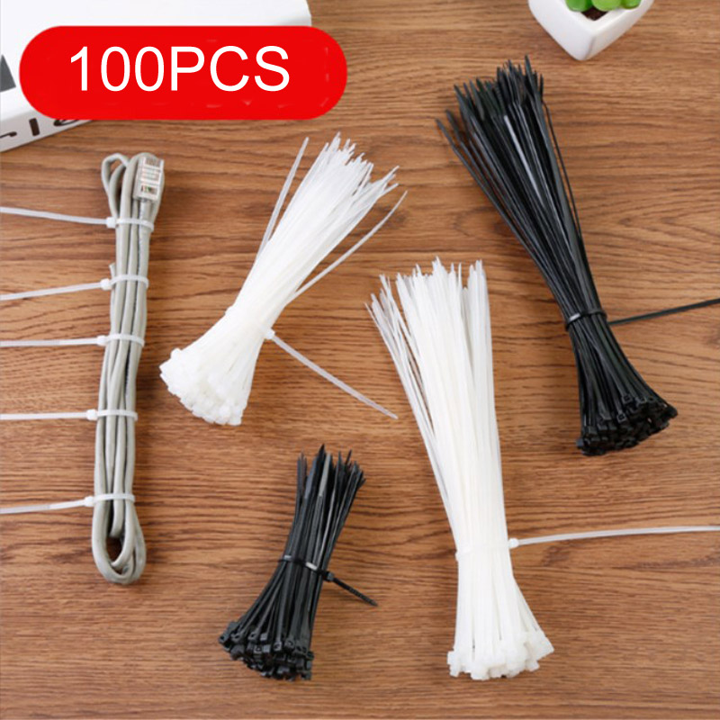 Adhesive Fastener Tape Milk Cable Wire Wiring Accessories Self Locking Zip Ties 100 Pcs Nylon Cable Tie Home Improvement