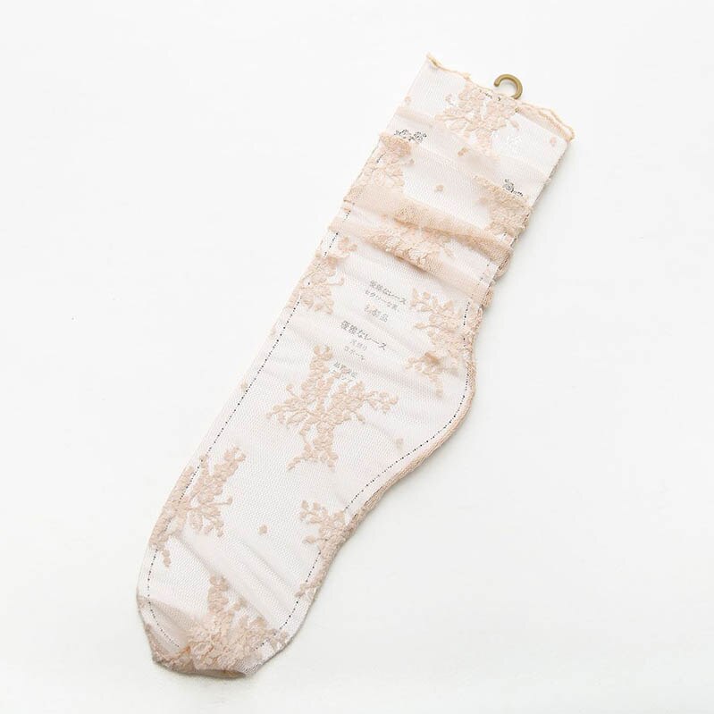 [EIOISAPRA] calcetines de verano para mujeres delgadas, transpirables, transparentes, con encaje decorativo, patrón de montón de calcetines, 8 colores, Casual, de: Color of skin