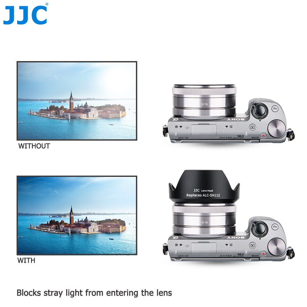 Pare-soleil à baïonnette jjc 49mm pour sony  e 18-55mm f/ /3.5-5.6 oss /e 16mm f/ /2.8 / e 35mm f/ /1.8 oss  /fe 28mm f //2 remplace alc -sh112