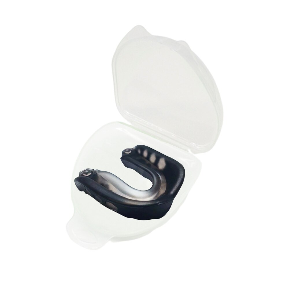 Sports Mouth Guard Practical Sport Braces Teeth Braces Protector for Boxing Football Hockey Rugby Sparring (Black + Transparent