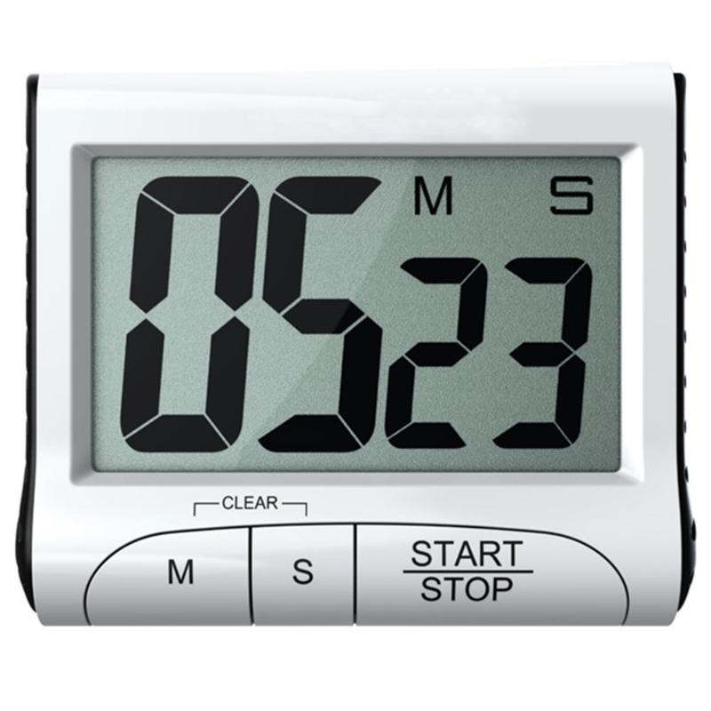 Digital Screen Kitchen Timer Large Display Digital Timer Square Cooking Count Up Countdown Alarm Clock Sleep Stopwatch Clock: White
