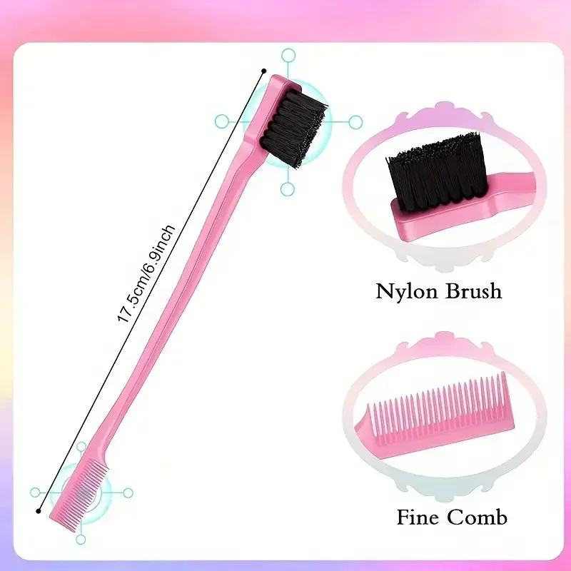 5-Piece Detangling & Styling Set: Curl Candy Bursh Curved Rat Tail Comb Edge Control Brush - Perfect for Salon Results