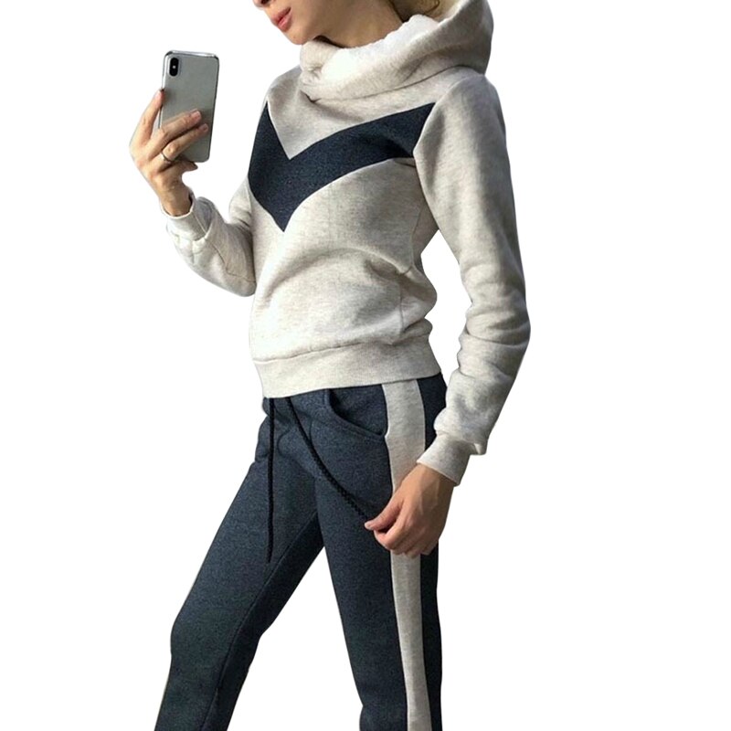 Vertvie wintersportpakken fluwelen hoodies jas veterbroek fleece dames hardloopsportkleding warme trainingspakken dikke kleding: Wit / S