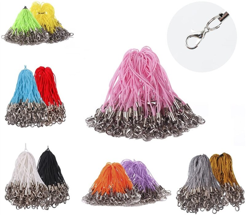 Lariat-llavero con broche de langosta para teléfono móvil, correa con cordón, Multicolor, 50/10 piezas