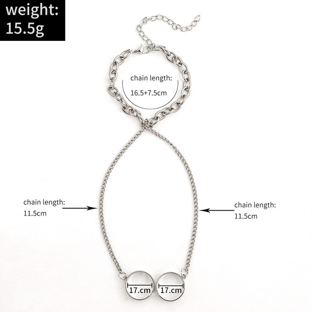 Silber Farbe Kette Punk Geometrische Handgelenk Armbinde Für Männer Ring Charme einstellen Paar Emo Schmuck Pulsera Mujer 2022 neue: B