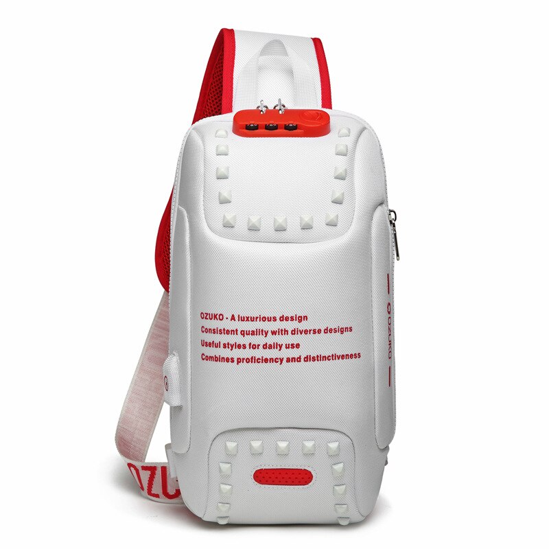 OZUKO Schoudertas Mannen USB Waterdichte Messenger Bag Borst Pakken Anti-diefstal Lock Crossbody Tassen voor Mannen Sling Bag fit 9.7 "iPad