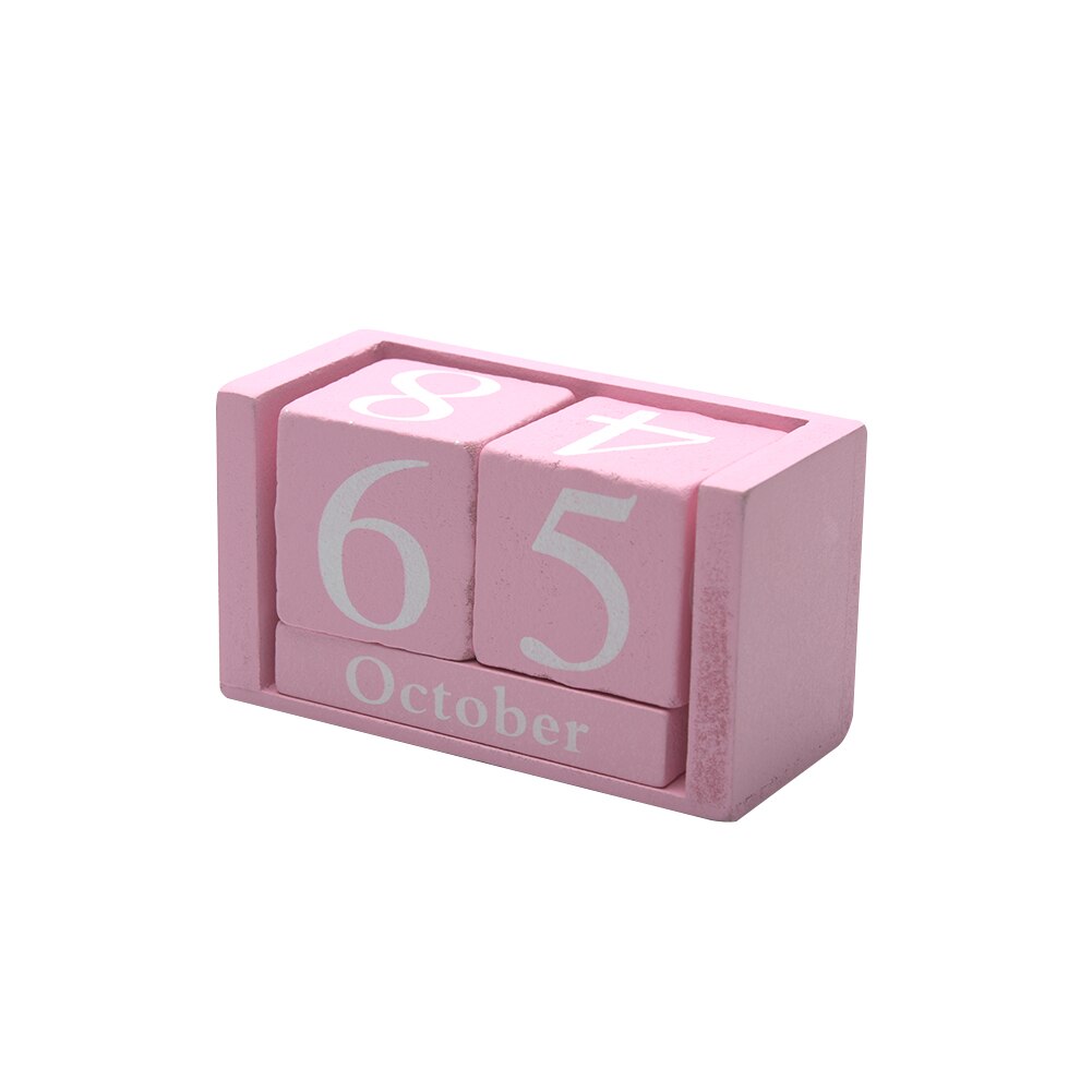 Living Room Desktop Reusable Wood Calendar Home Office Decor DIY Wood Block Planner Month Date Display Desk Decoration