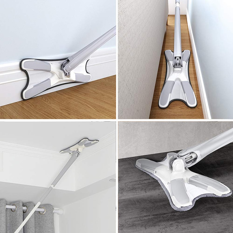 Mopa para suelo de microfibra concis tipo X con 3 uds., paño de mopa de repuesto, fregona plana de lavado a mano, herramientas de limpieza doméstica de extrusión Manual