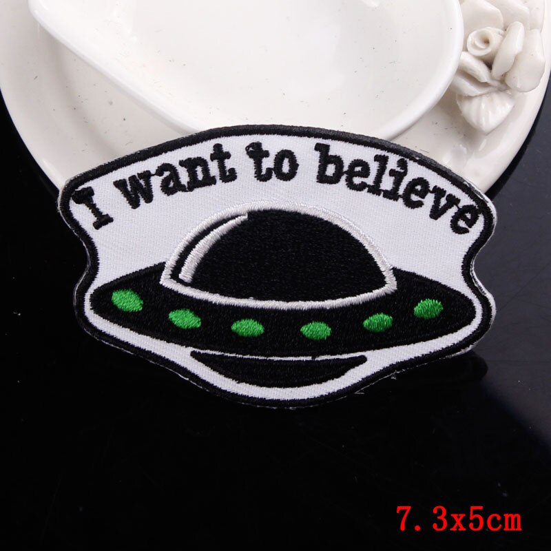 Diy Alien Patches Ijzer Op Patches Voor Kleding Borduren Patch Ufo Applicaties Custom Planet Stickers Strepen Badges Op Kleding: PE4741CT