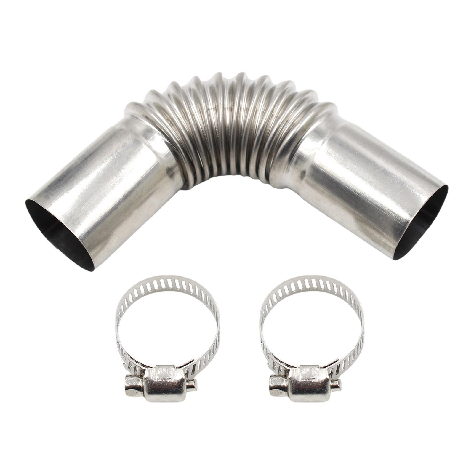 24mm Exhaust Pipe Tube Elbow Connector 25mm ID Stainless Steel Air Exhaust Pipes Connector for Heater W/ Clamps