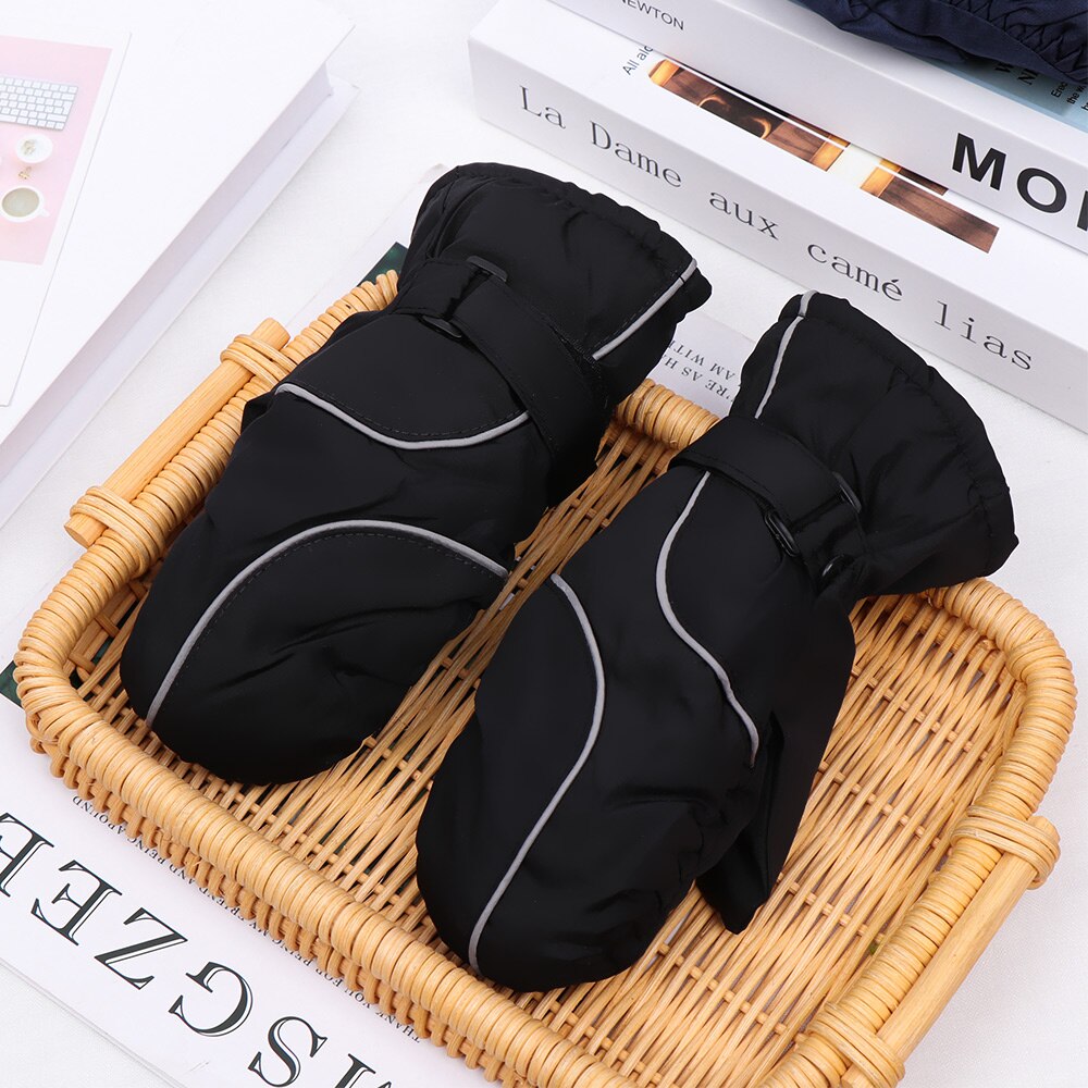 Children Kids Winter Warm Solid Color Gloves Boy Girls Ski Long-sleeved Mitten Windproof Waterproof Thicken Warm Gloves