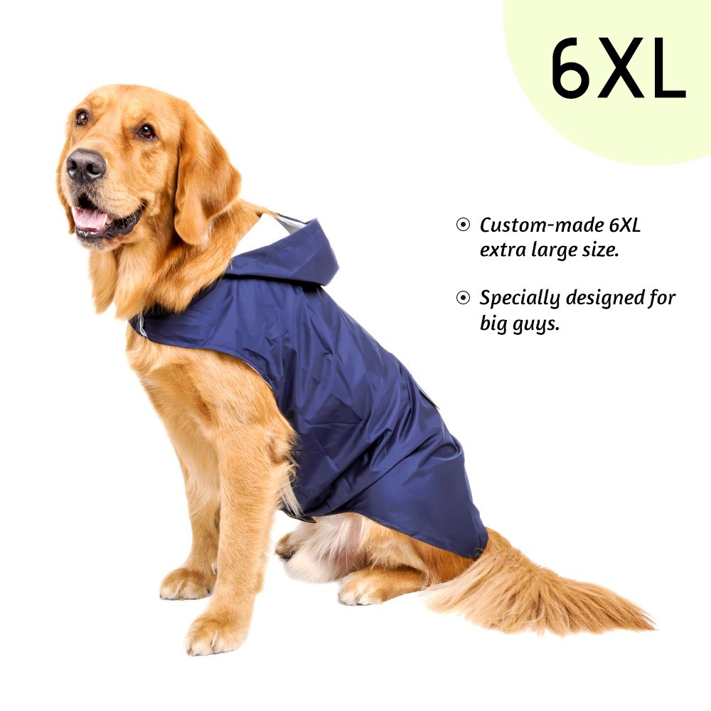 5xl/6xl utomhus sommarreflexregnrock för hund, regnkappa regnkläder med koppelhål för medelstora hundar tillbehör för husdjur