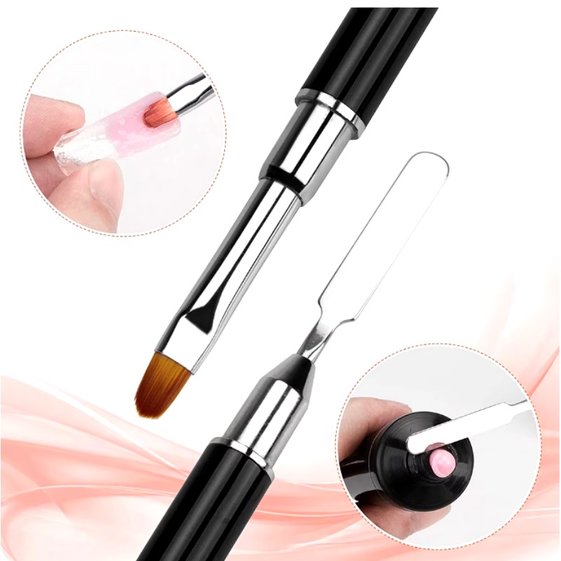 2-in-1 Dual beendet Poly Nagel Gel Bürste Pflücker Nagelbürste und Spachtel Edelstahl Gel für NäGel Verlängerungsgel Werkzeug