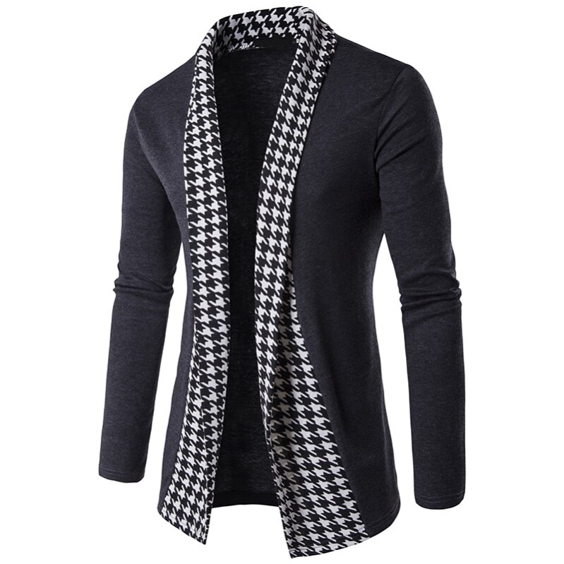 Herfst zwart-wit geruite herentruien vest casual jas herentrui breiwerk: Grijs / Ik