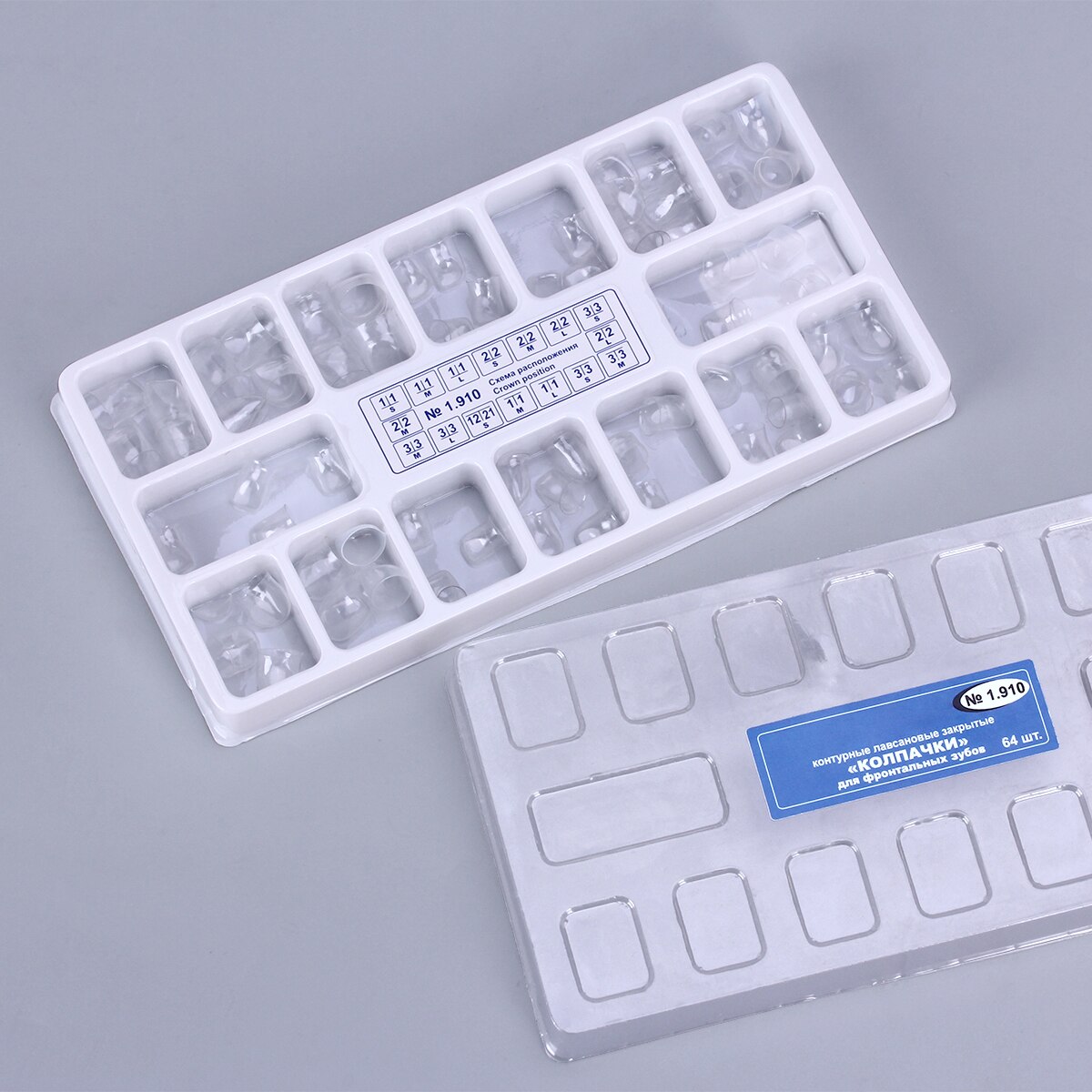 64pcs Adults Dental Anterior Transparent Crowns Dentist Tools 1.910 Anterior Transparent Crowns 64 pcs