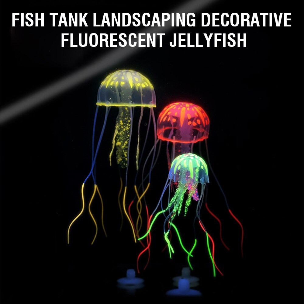 Aquarium Landschapsarchitectuur Decoratie Siliconen Transparante Fluorescerende Kwallen Glow Kunstmatige Vivid Kwallen Voor Aquarium Tank