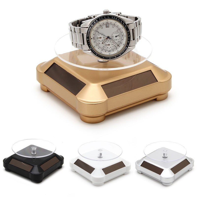 Solar Power Double-Gebruik 360 Roterende Display Stand Tafel Voor Telefoon Horloge Sieraden