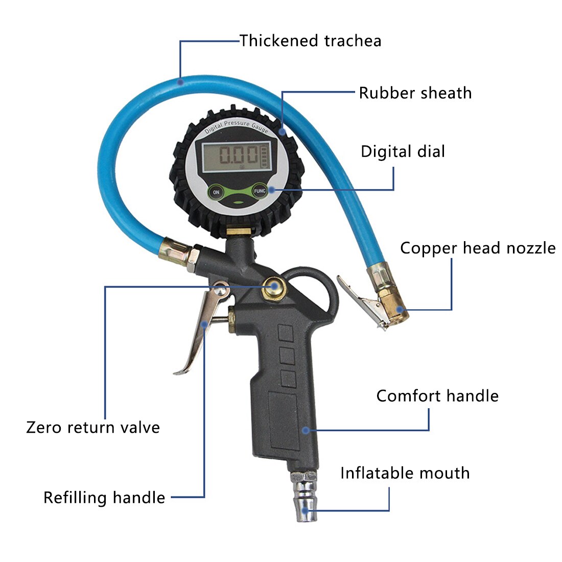 0-220 PSI Pressure Gauge Automobile Pressure Gauge Car Truck Air Tire Inflator with Gauge Dial Meter Tester Measuring Instrument