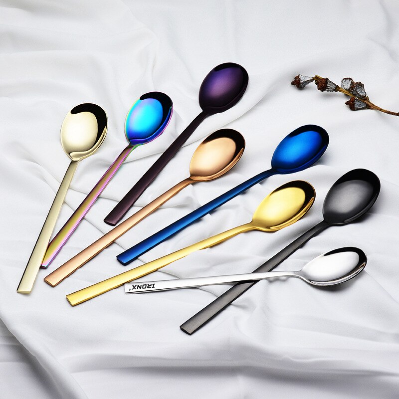 304 Stainless Steel Spoon Set Fork Spoon Kitchen Tools Teaspoon Dessert Snack Scoop Ice Cream Mini Spoons Tableware