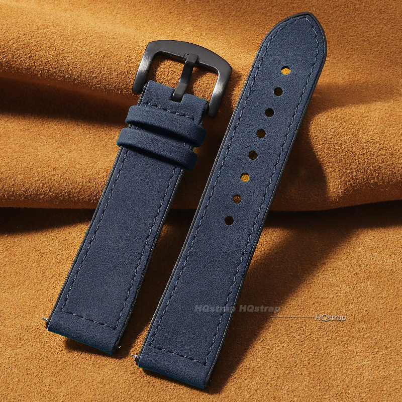 Quick Release Leather Watch Band Bracelet 20mm 22mm Replacement Wrist Straps Watchbands for Galaxy Wrist Band Women Men Belt: BLACK WHITE / 20mm