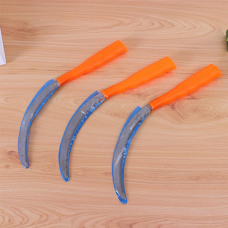 4Pcs Stainless Steel Serration Sickle Agricultural Gardening Crooked Sickle Plastic Handle Sharp Reaping Hook for Cultivating