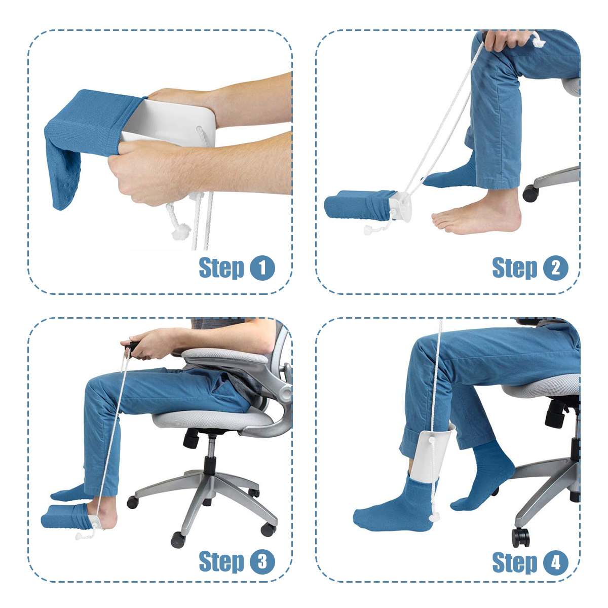 Aide-chaussette facile à mettre et à enlever, Kit d&#39;aide à l&#39;habillage, pas de flexion, outil d&#39;étirement pour la grossesse et les blessures