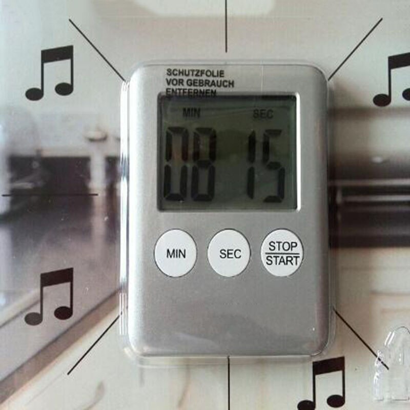 1pc Square LCD Magnet Digital Timer for Kitchen Cooking Timer Portable Thin Mini Table Office Learning Digital Temporizador: silver
