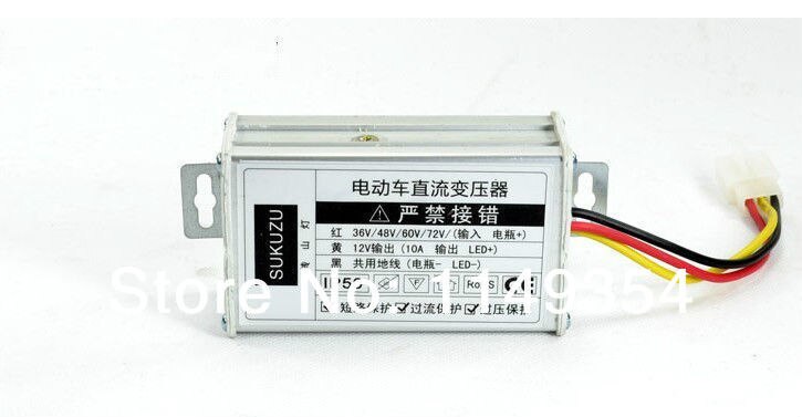 24 V/36 V/48 V/60 V/72 V Naar 12 V 10A DC Converter Adapter voor Elektrische Auto Batterij voeding